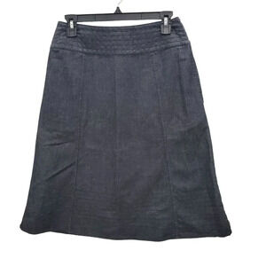 J. Jill Women's Black Texture Stitched Chambray A-Line Flared Skirt Size‎ 2